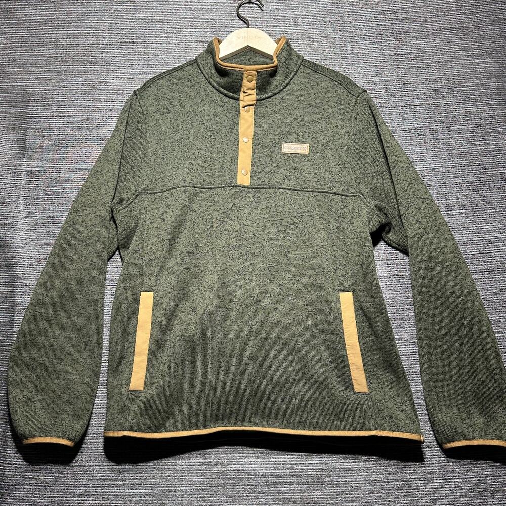 Cinch Sweater Men's Large Olive Green Pullover Long Sleeve Knit Snap Placket